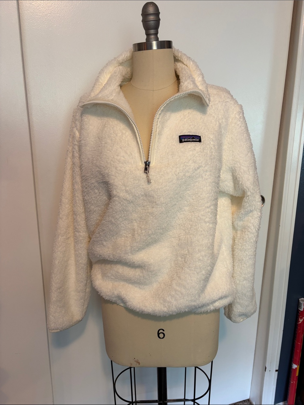 Patagonia White Plush Quarter-Zip Turtleneck Pullover
